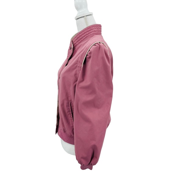 Vintage 80s Womens Bomber Jacket Coat Pink Windbreaker Size L - Picture 2 of 10